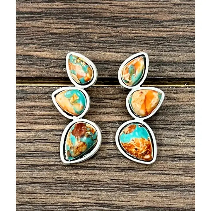 726496 Big 1.4” Western Gemstone Stud Earrings