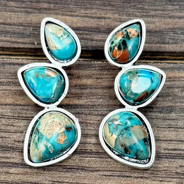 726613 Big 1.4” Western Gemstone Stud Earrings