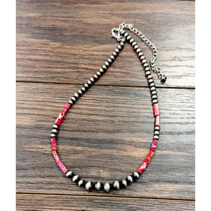 739703 18” Western Rectangular Gemstone Necklace
