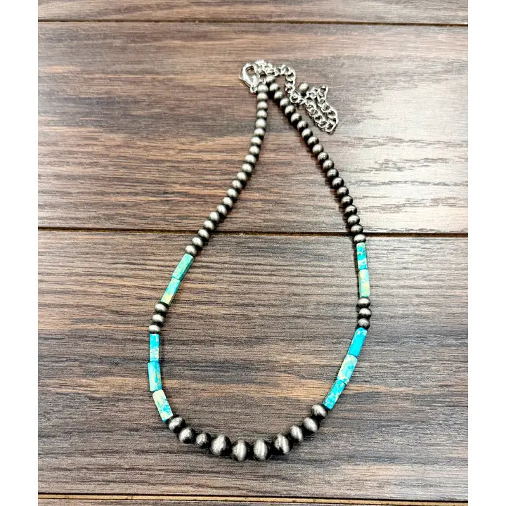 739702 18’’ Western Rectangular Gemstone Necklace