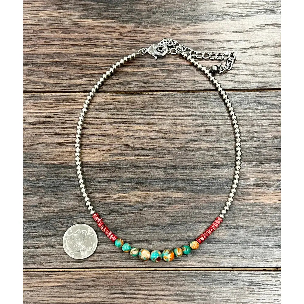 739595 16’’ Silver Western Gemstone Necklace