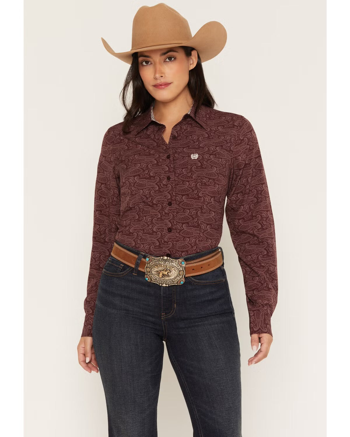 Shirts Women’s Cinch Arena Flex Red Paisley MSW9164281