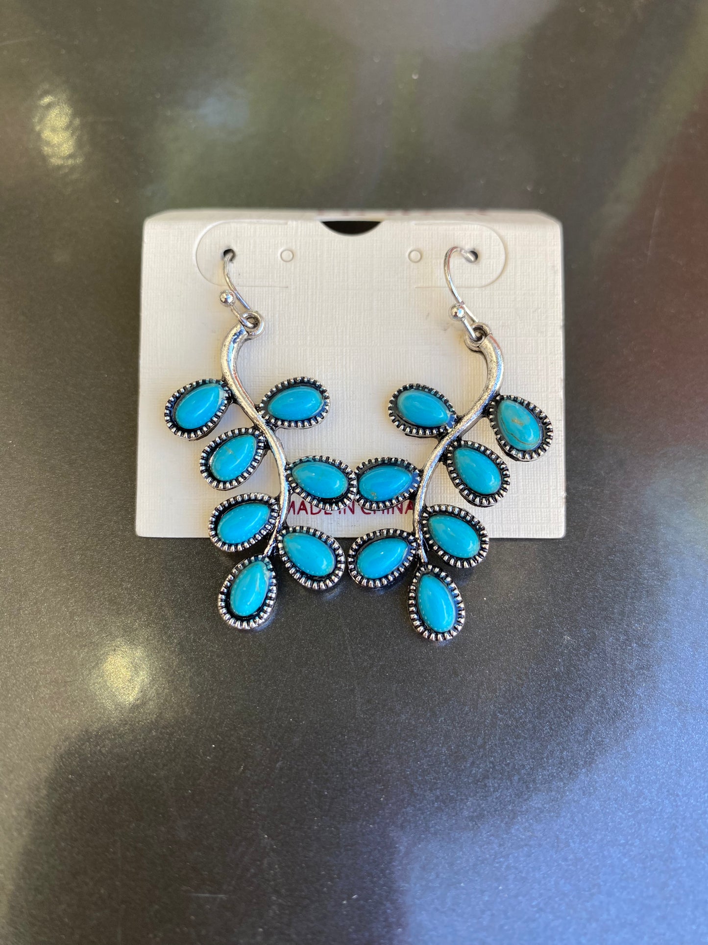 Earrings turquoise hoop JE398