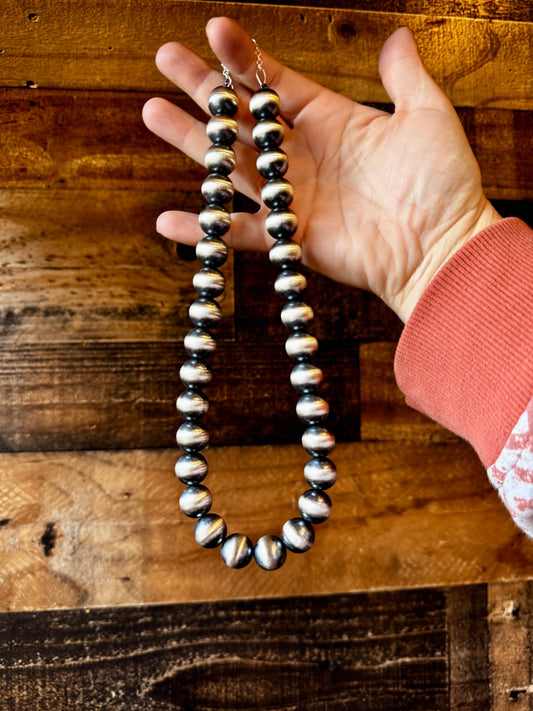 14 mm 14” sterling silver pearls necklace