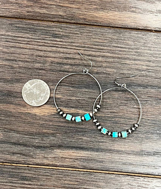 1.75" Hoop, Navajo Square Gemstone Earrings 726235 jewlery