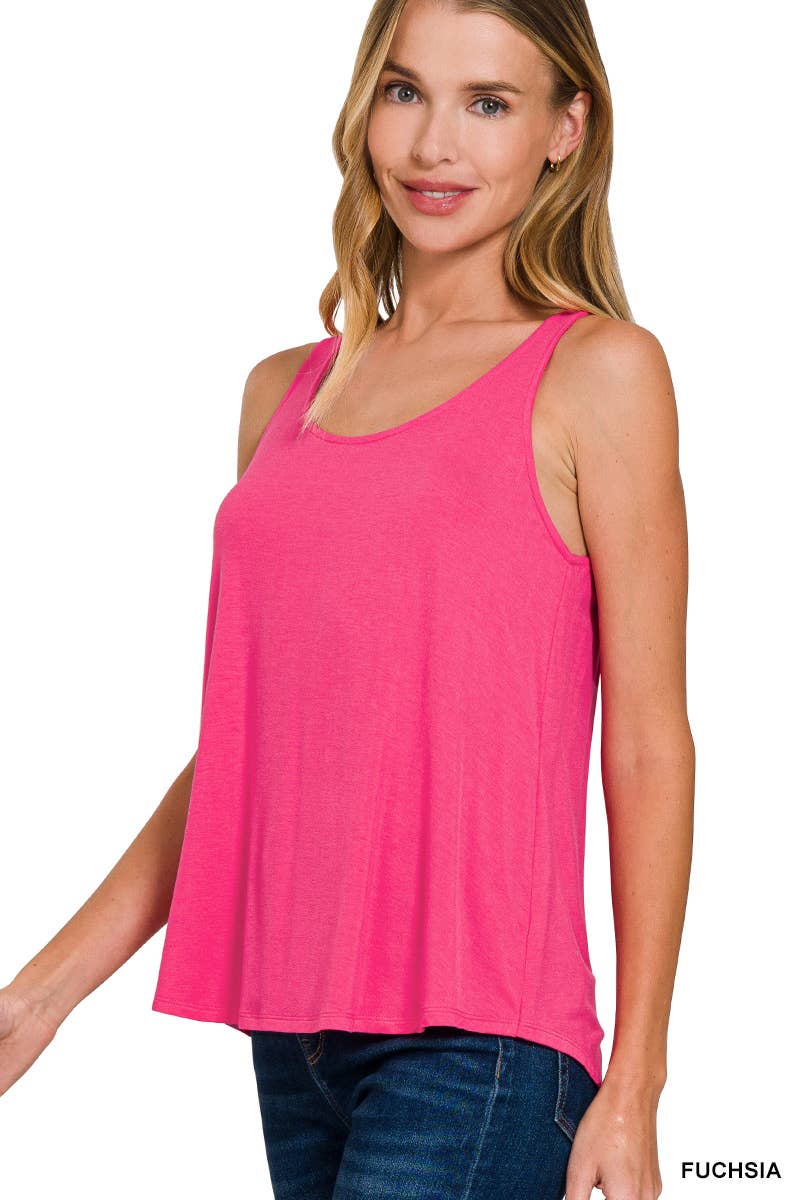 Flowy Hem Rayon Sleeveless Tank Top 8520