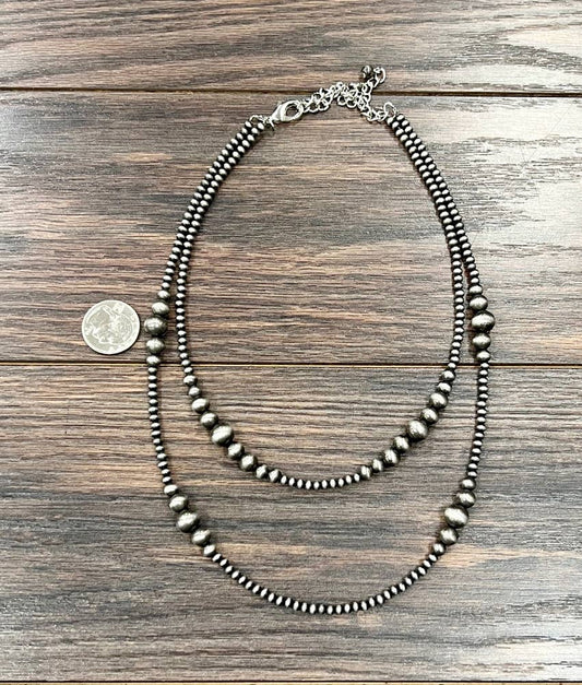 739541, Handmade 2-strand Navajo Bead Necklace