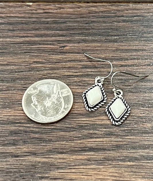 723867, 10mm Diamond-Cut White Turquoise Earrings