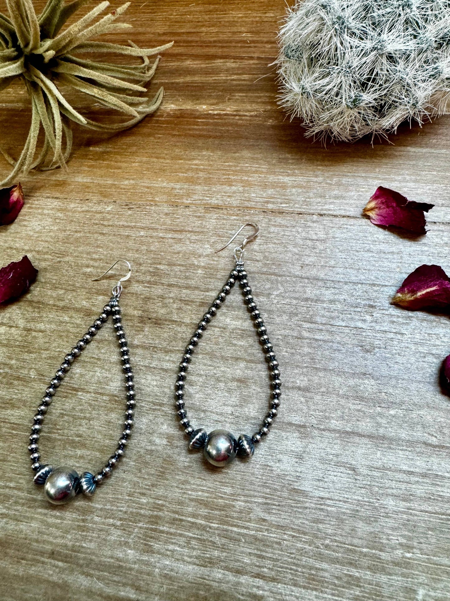 3 mm Sterling Silver Pearls Saucer earrings teardrop with 10 mm