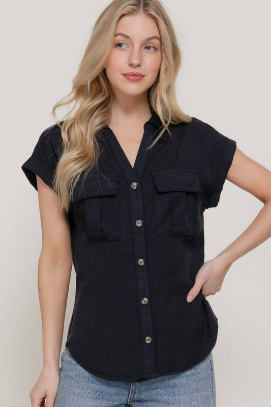 T13802 Dolman Short Sleeve Tencel Women’s Shirts A1G-T13802