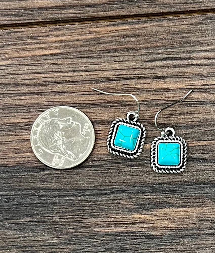 726466-1, 8mm Square Stone Earrings