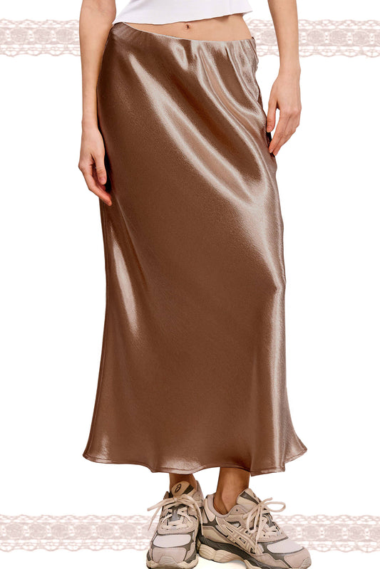 JDP4232-Dressy Satin Long Panel Silhouette Skirt