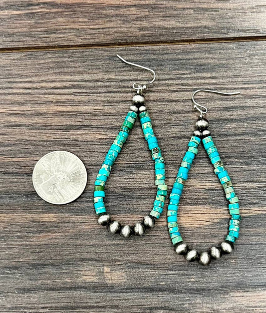 722375, 2.5" Handmade Navajo, Gemstone Earrings