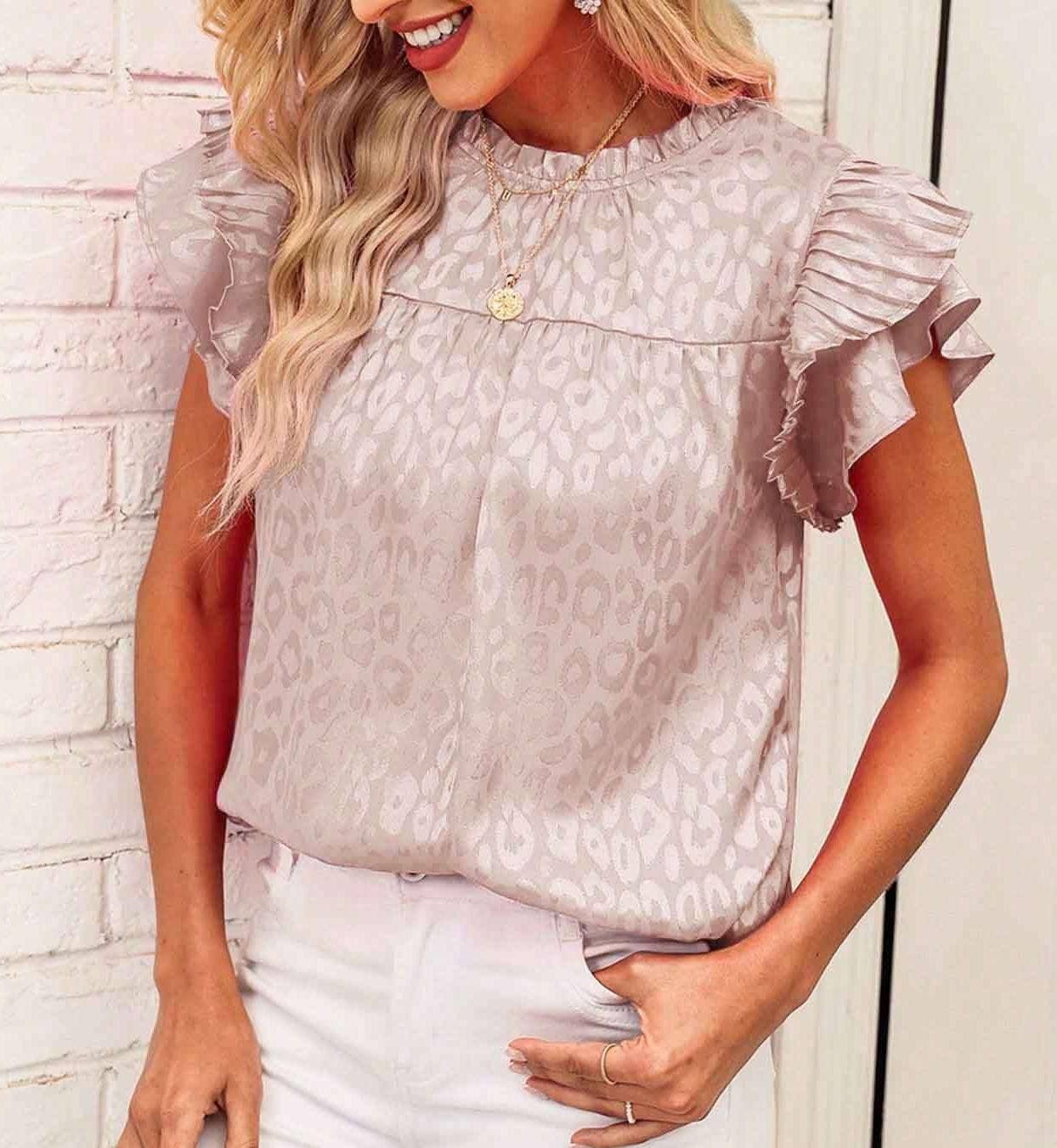 Shirts Women’s Polka Dot Ruffle Blouse RCWJ04176