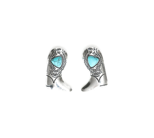 Earrings silver Cowboy boot post E785