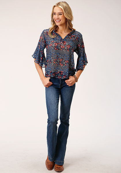 Shirt Women’s Roper Floral Short Sleeve 03-051-0590-3011