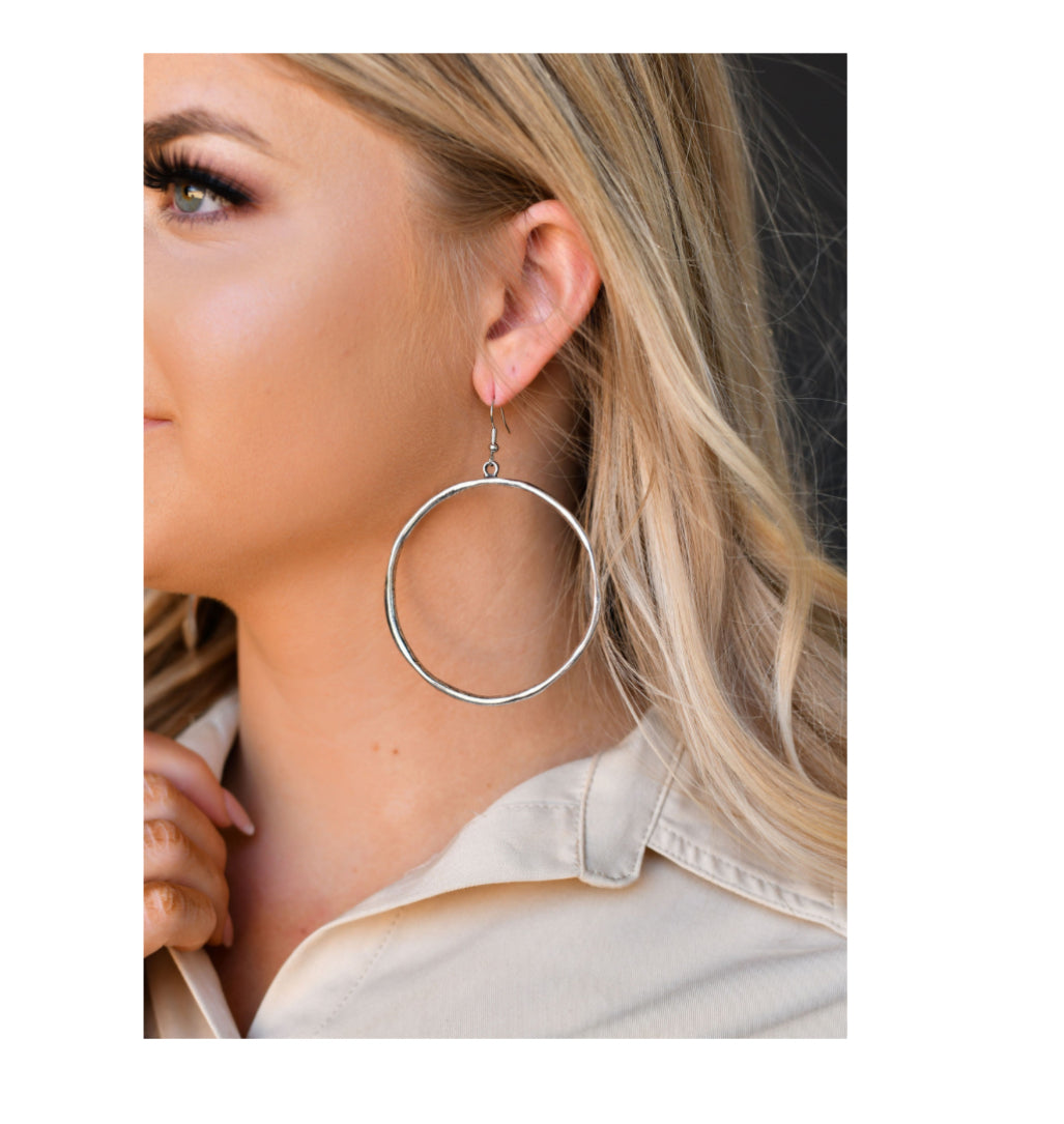 Earrings Silver Dangle Hoop E661