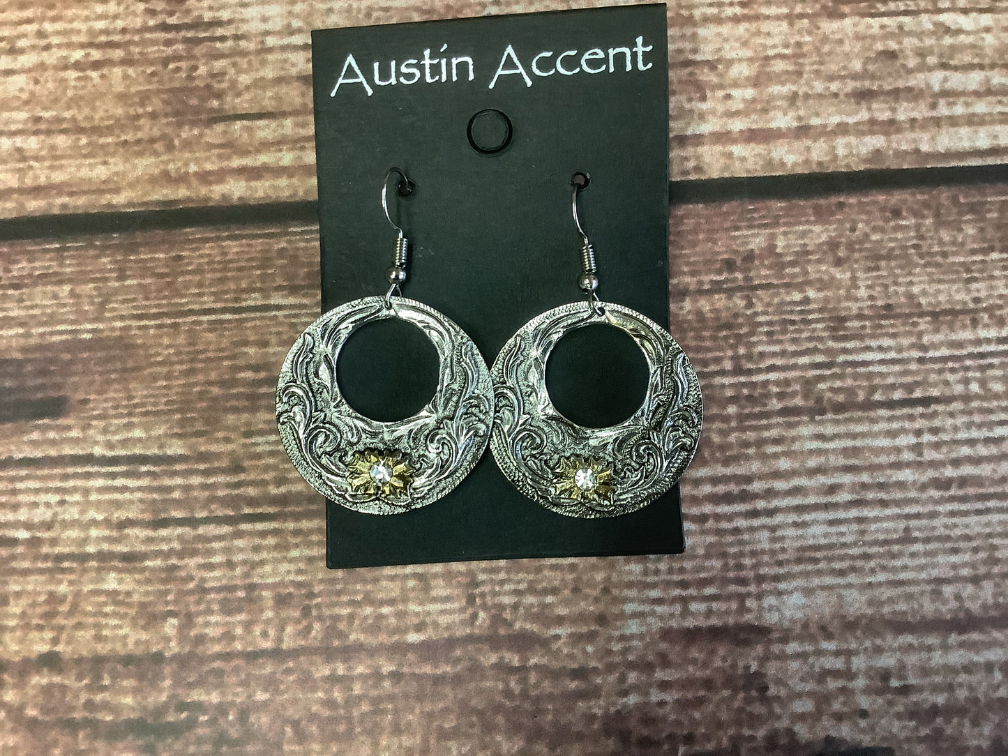 Jewlery Earrings Round Engraved With Crystal ER183SG