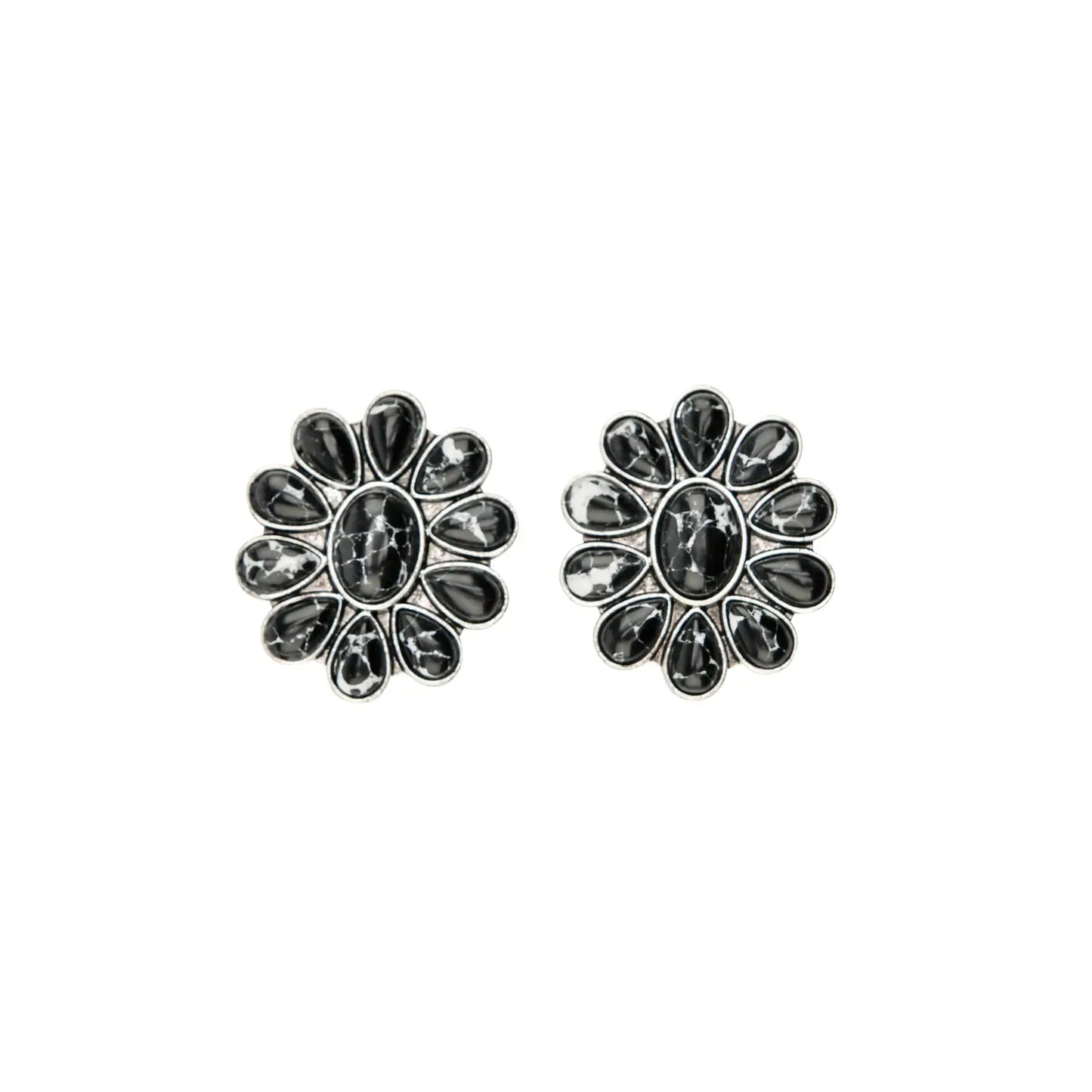 Jewelry Earrings Black Flower Cluster Post E800BLK