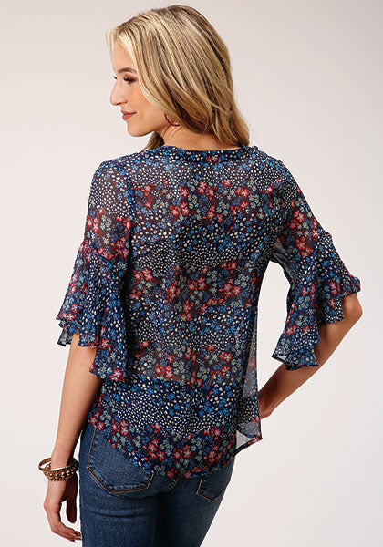 Shirt Women’s Roper Floral Short Sleeve 03-051-0590-3011