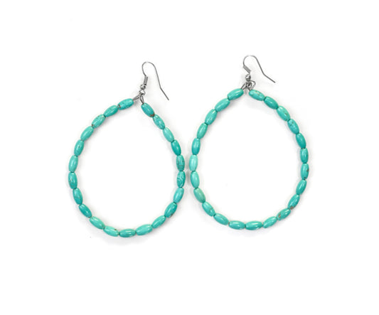Earrings Turquoise Dangle Teardrop Hoop E1260