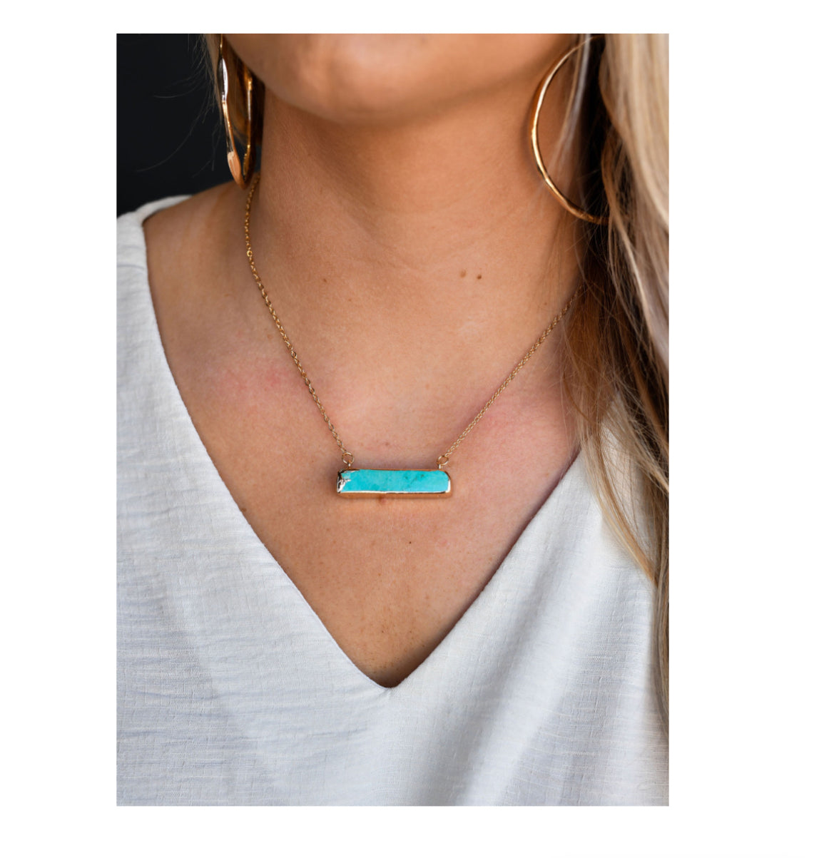 Dainty Turquoise Bar Necklace N547BG