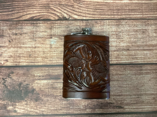 Flask Tooled Leather Sleeve
