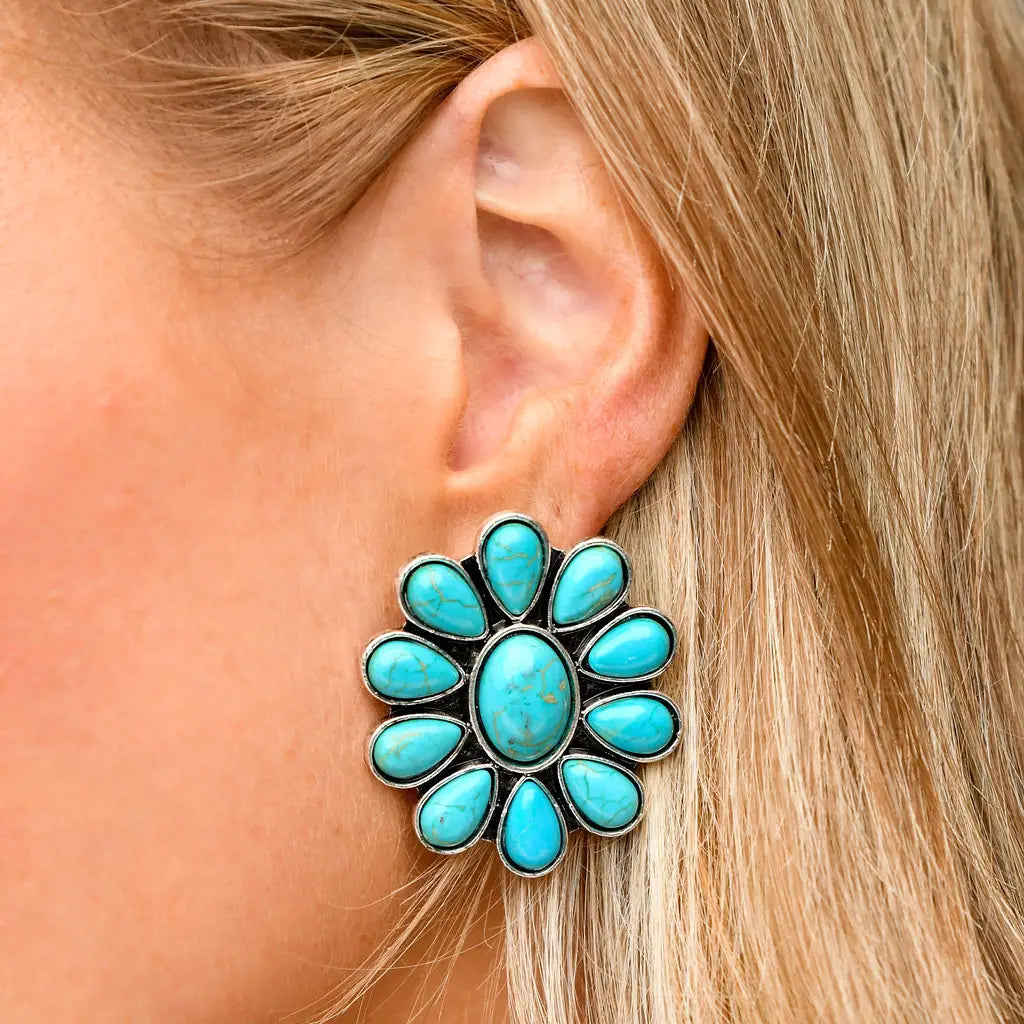 Jewelry Earrings Turquoise Cluster Post E800