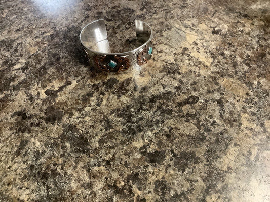 Jewelry Bracelet Wide Cuff With Turquoise