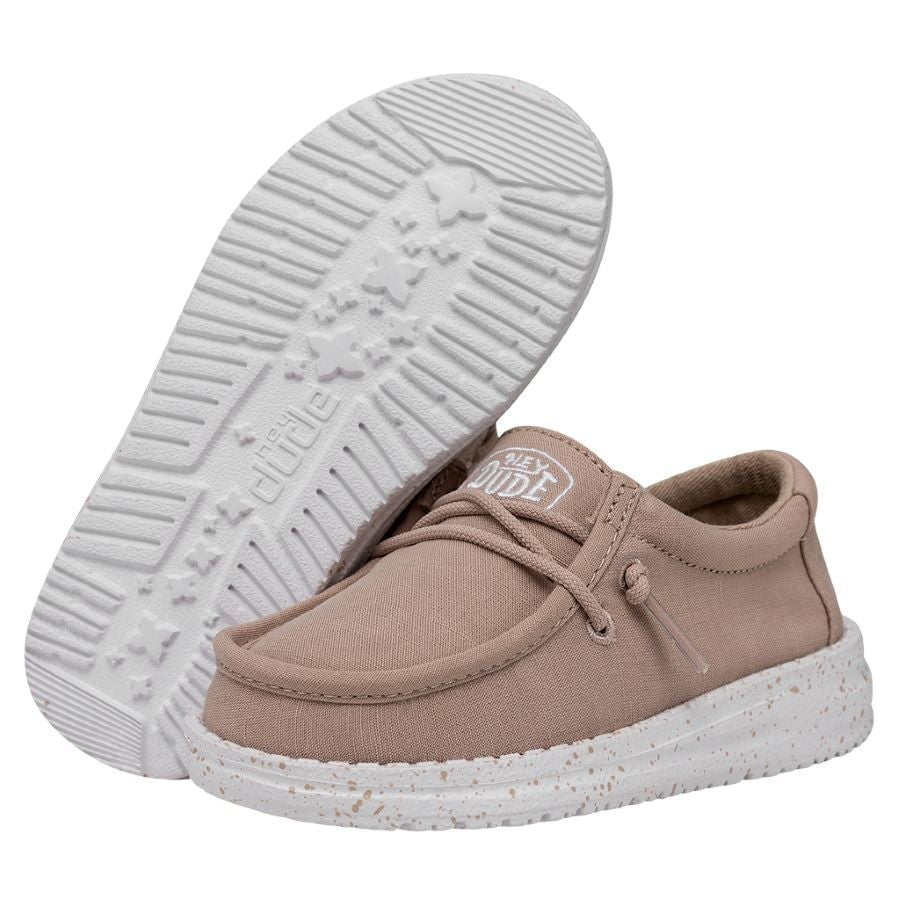 Shoes Toddler Hey Dude Wally Slub Canvas Tan 40029-265