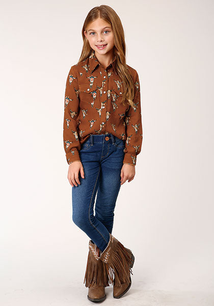 Shirts Girls Long Sleeve Cowskull Print 03-080-0590-6103