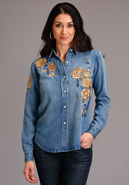 Shirts Women's Stetson Floral Embroidered Denim Shirt