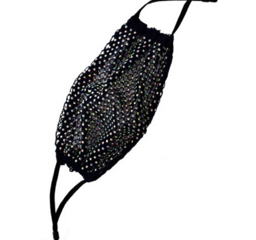 Mask black or white Mesh Rhinestone CX2007-026_BT. CX2007-026_BT82741_