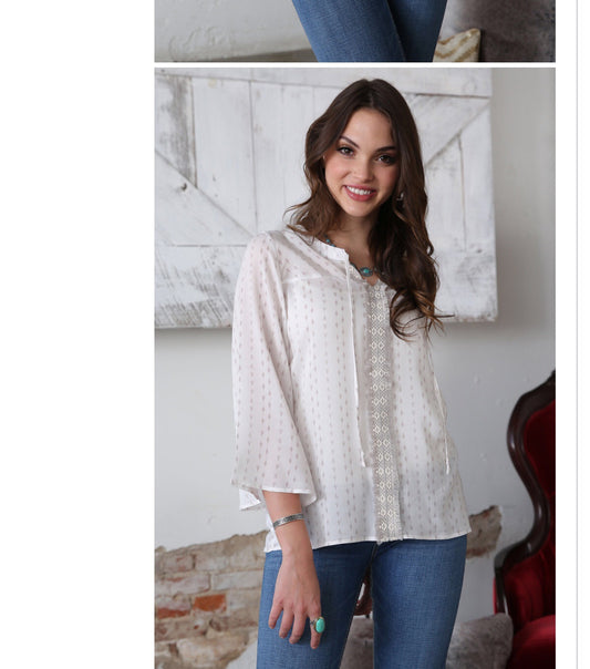 Shirts Women’s Cruel white and cream blouse CTW7222001