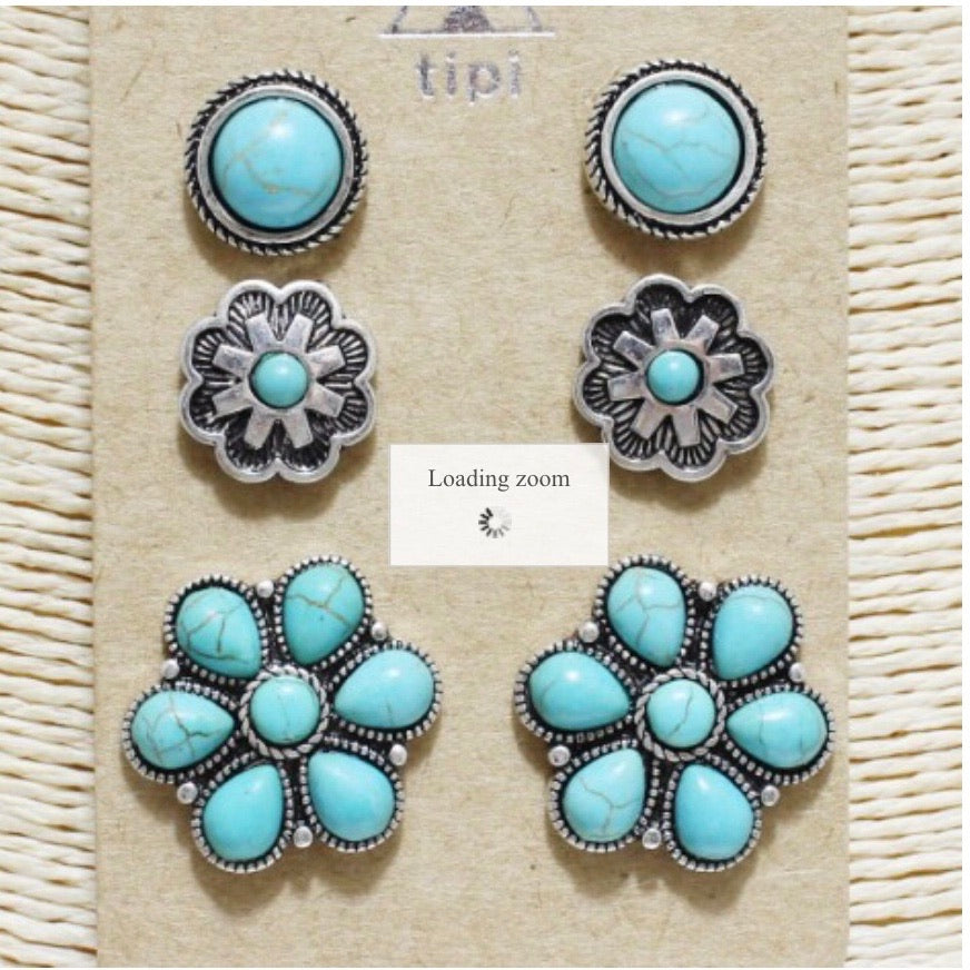 Set of three earrings SE1116-SBTQ