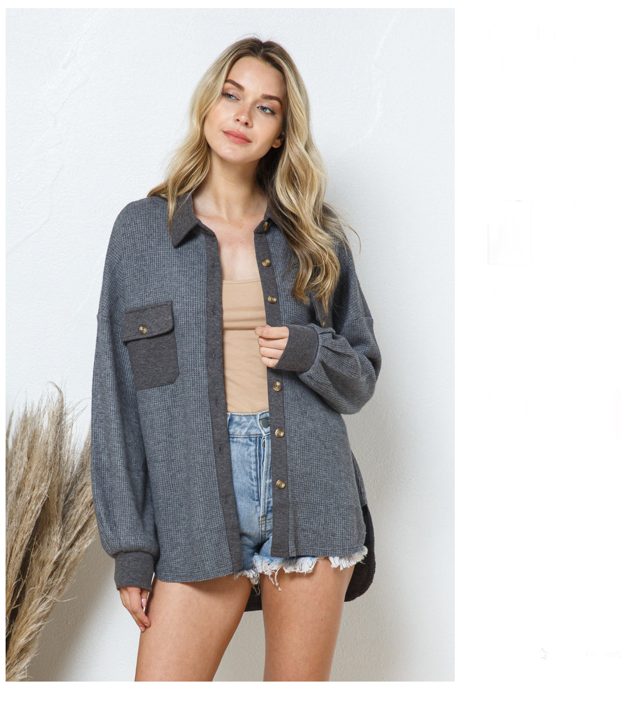 Outerwear Women’s Shirt Jacket Charcoal 31221J