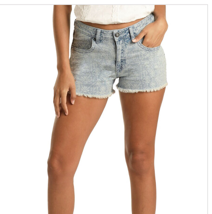 JEANS Women’s MID RISE EXTRA STRETCH DAMASK SHORTS #68M3691