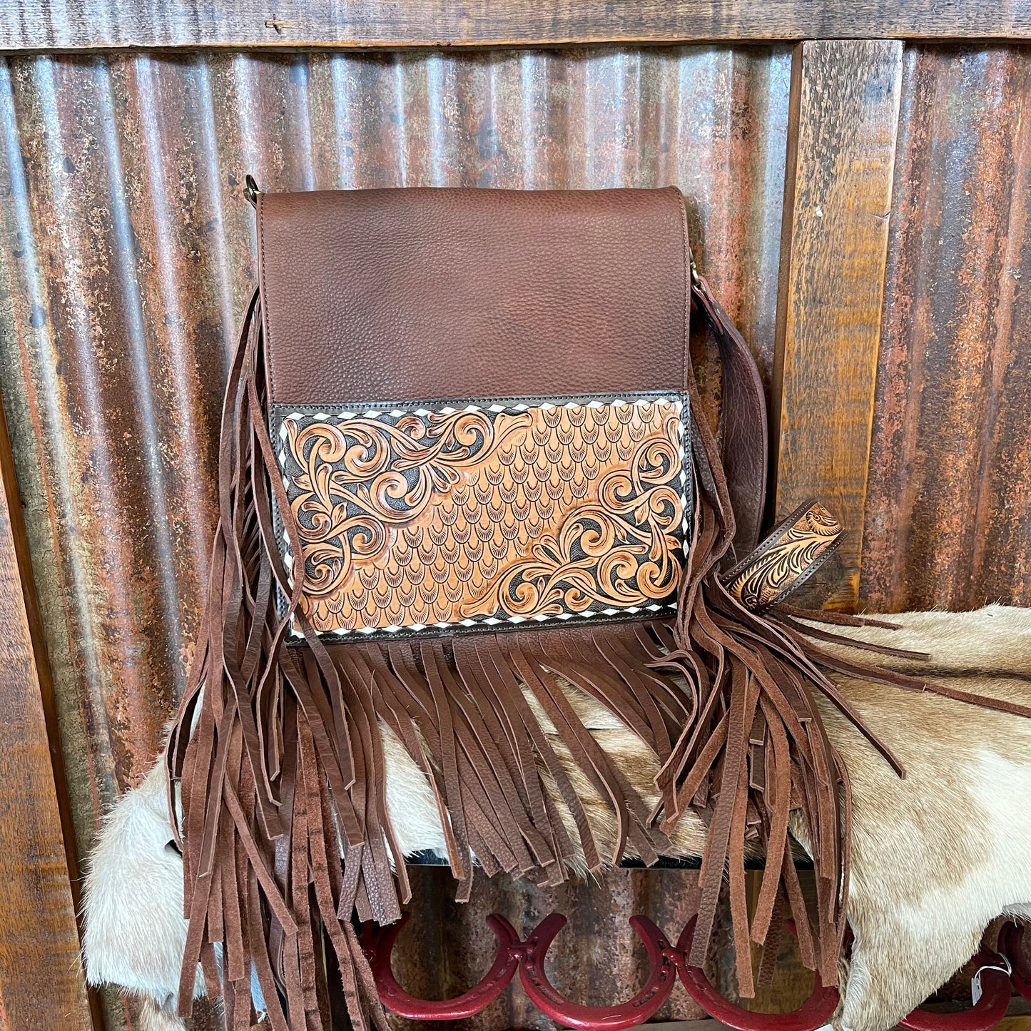Purses American Darling Smooth Leather Tooled Patch ADBGA164