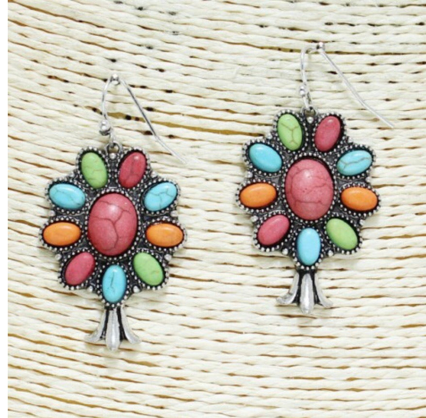 Teardrop, squash blossom or western blossom earrings turquoise or multi colored stone AE3673 AE3673 AE3675 AE3674 SE0758