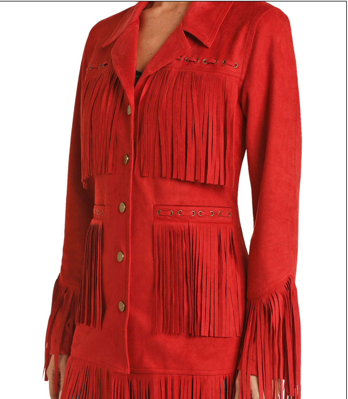 Outerwear Women’s Fringe Snap Jacket PRWO92RZXD