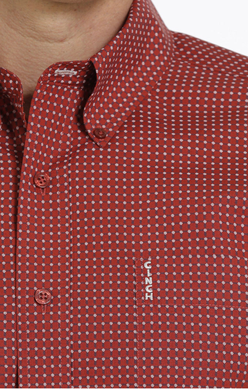 Shirts Men’s Cinch Red Geometric Print Button Up MTW1347032