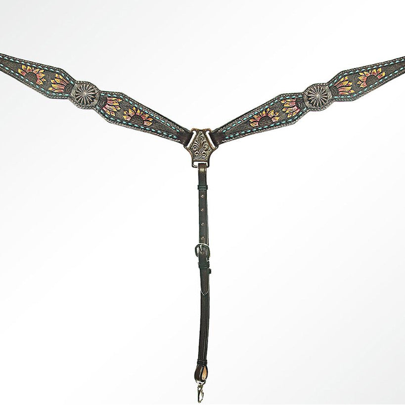 Tack American Darling Tooled Sunflower Breast Collar ADPAR114-BC