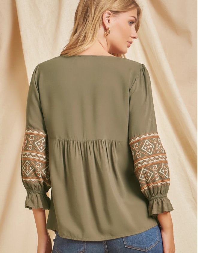 Women’s Shirts 19485 Brown Embriodered