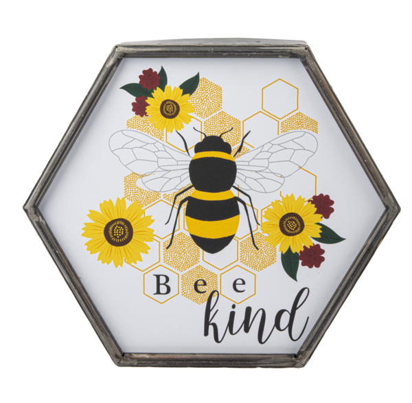 Home Decor Bee Hex Metal Table Sing CB178033