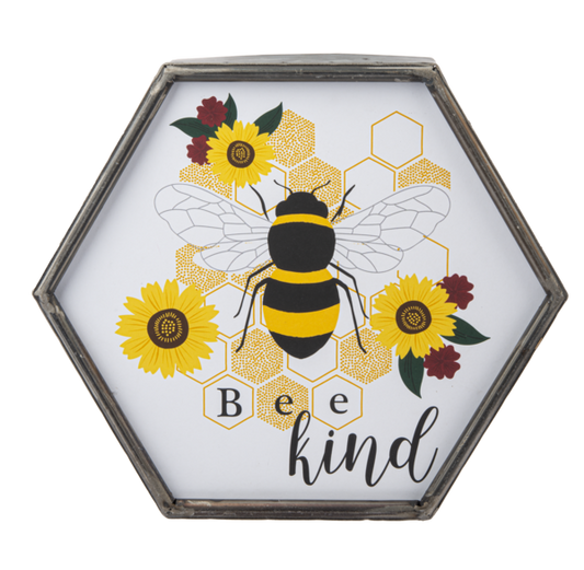 Home Decor Bee Hex Metal Table Sing CB178033