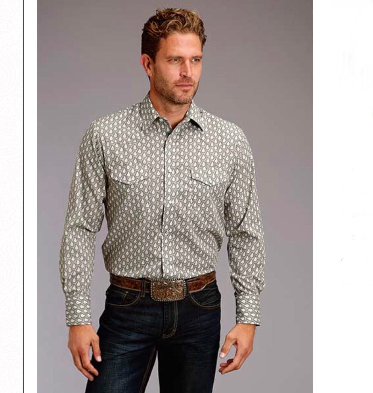 Shirts Men’s Roper Grey paisley snap up