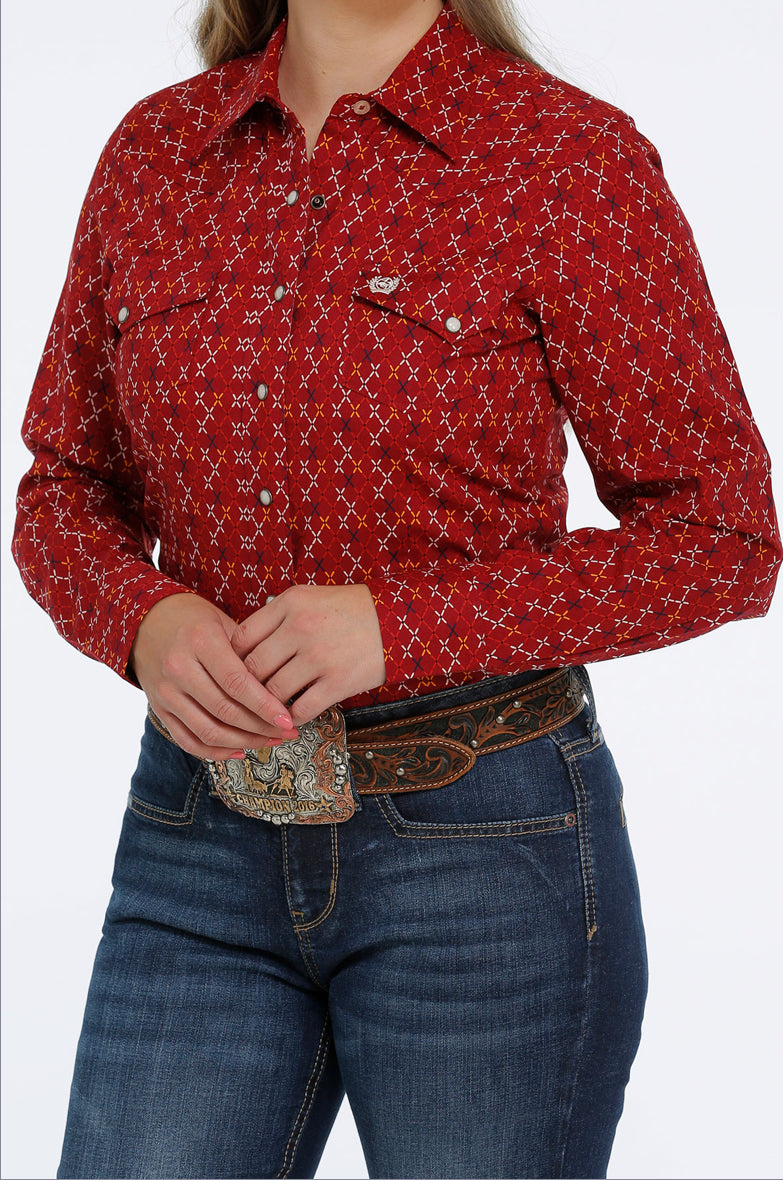 Shirts Women’s Cinch Red Snap Up