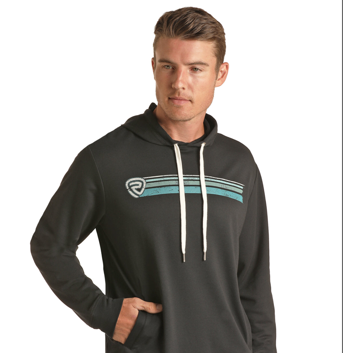 Shirts Men’s Hoodie Black w/striped Rock & Roll logo