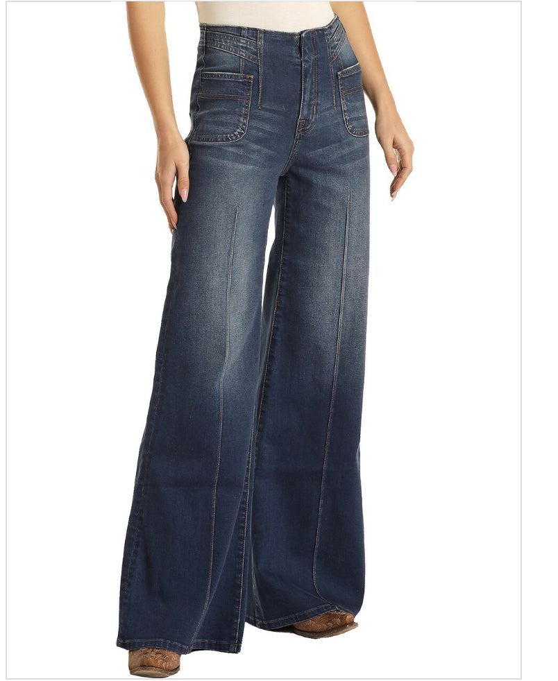 Women’s High Rise Palazzo Flare Jeans WHF3529
