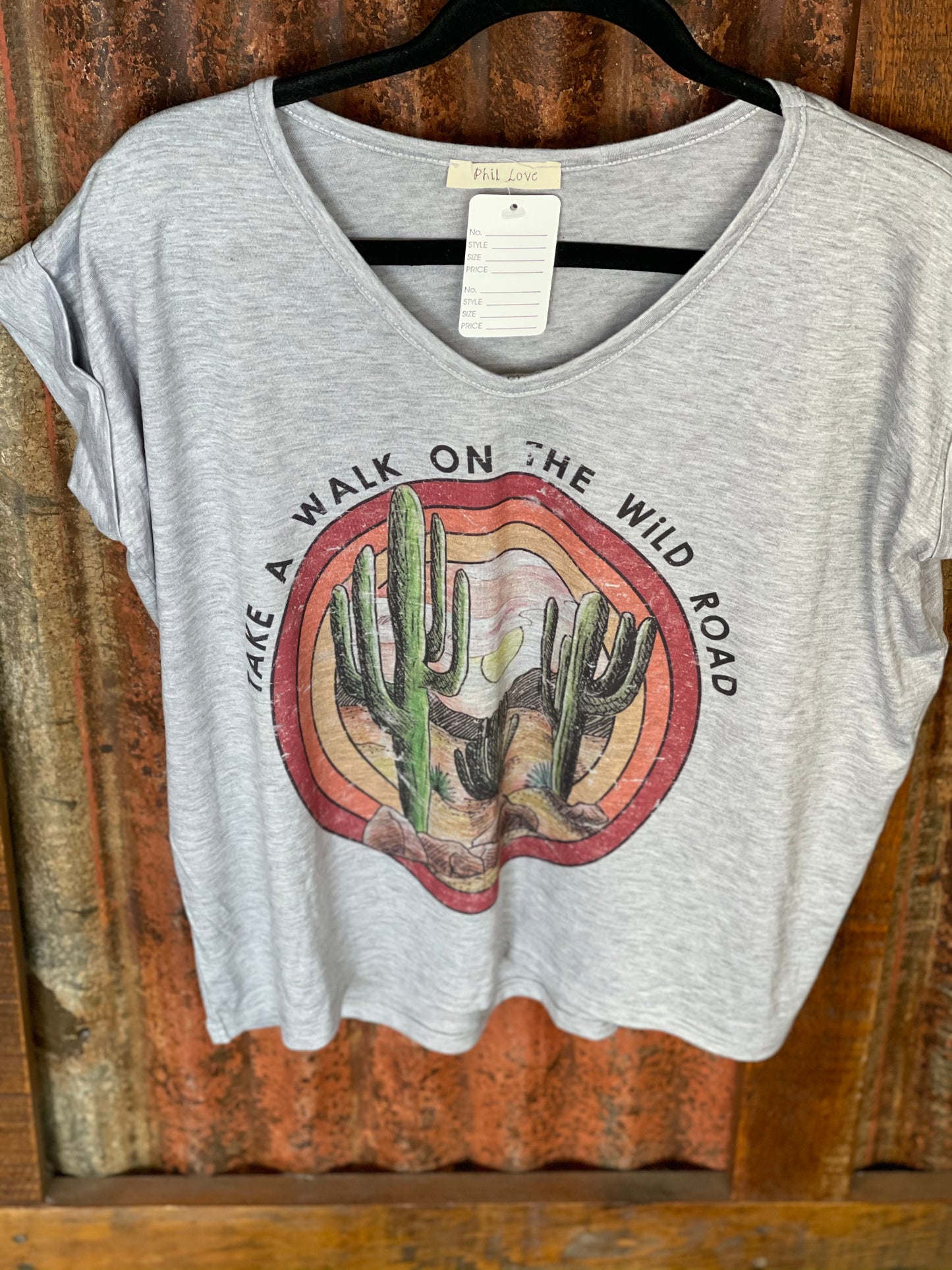 Women’s Shirt Tee Shirt Grey Cactus T64968545